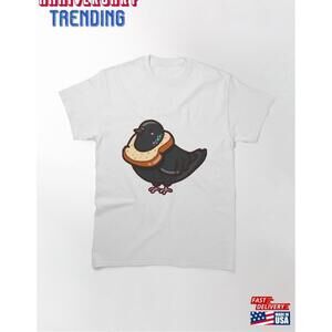 Silly Black Pigeon Wearing A Slice Of Bread Classic Tshirt